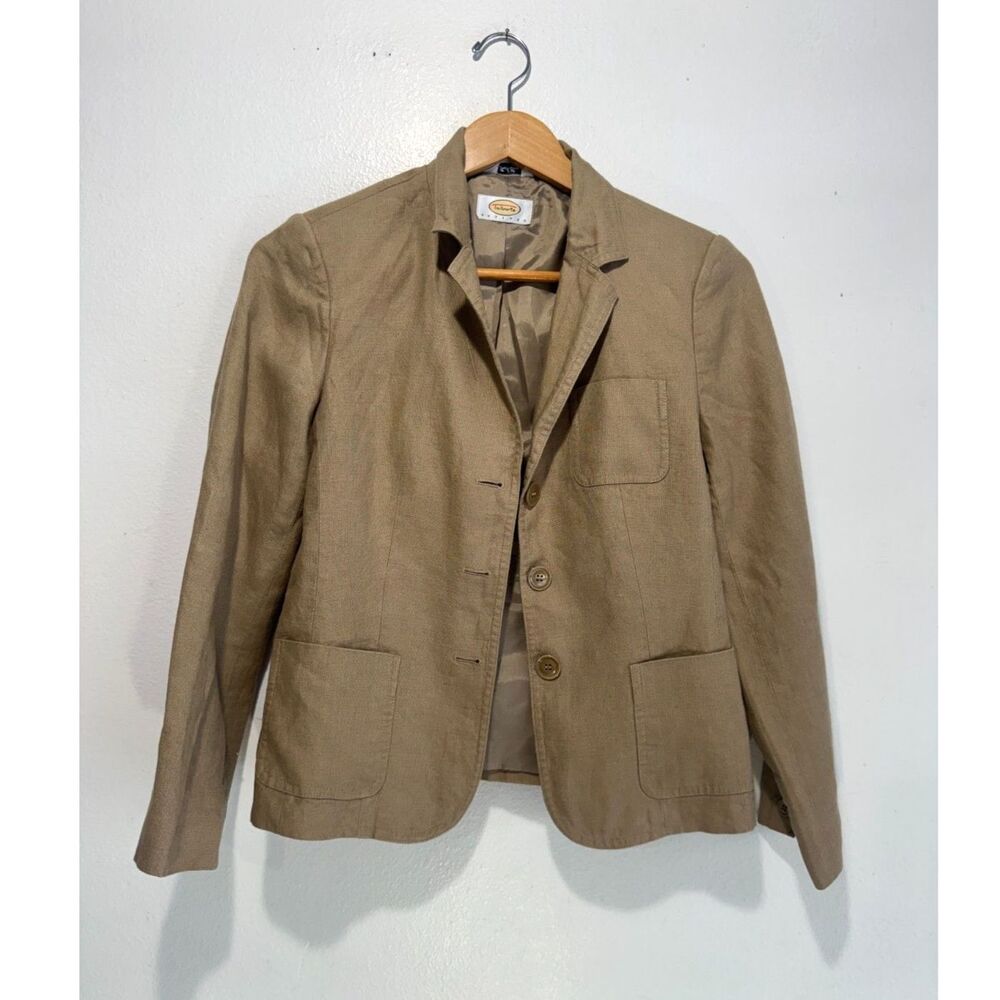 Talbots Irish 100% linen jacket blazer VTG Y2K mocha brown accademia women Sp